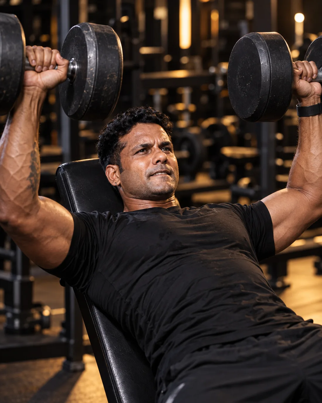 Coach training on the bench press