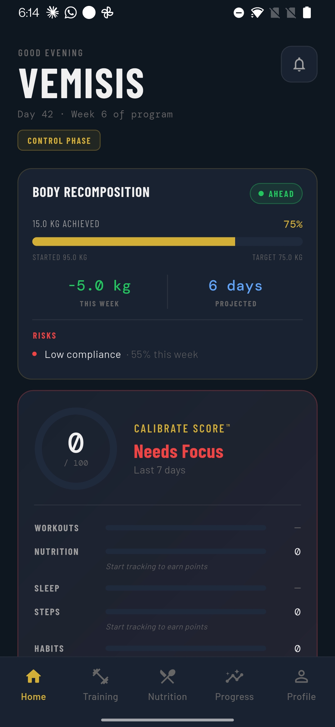 Dashboard screen